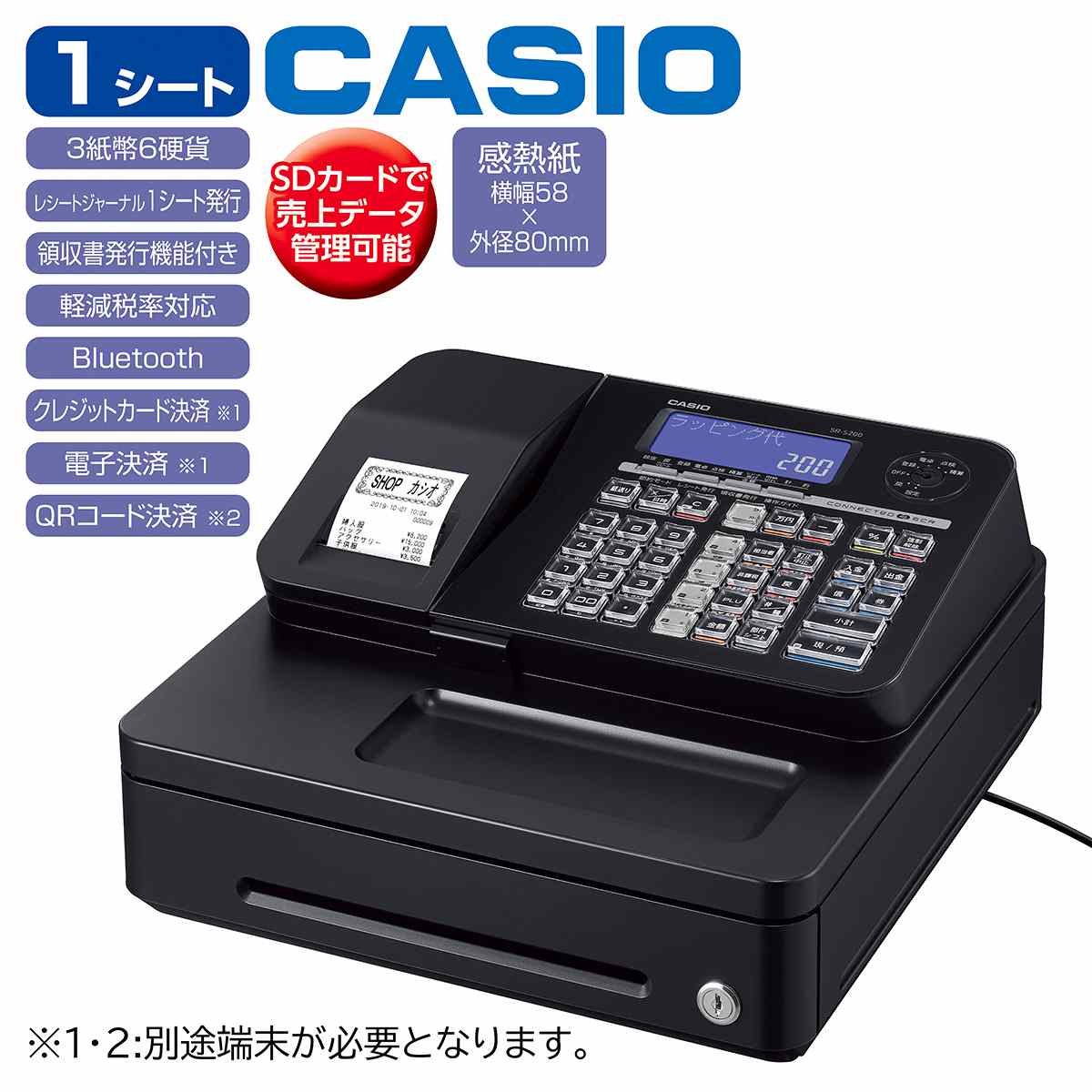 1か月保証】カシオレジスター SE-S30 人気機種 コンパクト 送料無料 1