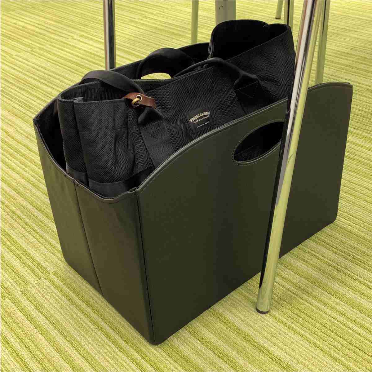 レザー調折りたたみ収納バスケット ブラック