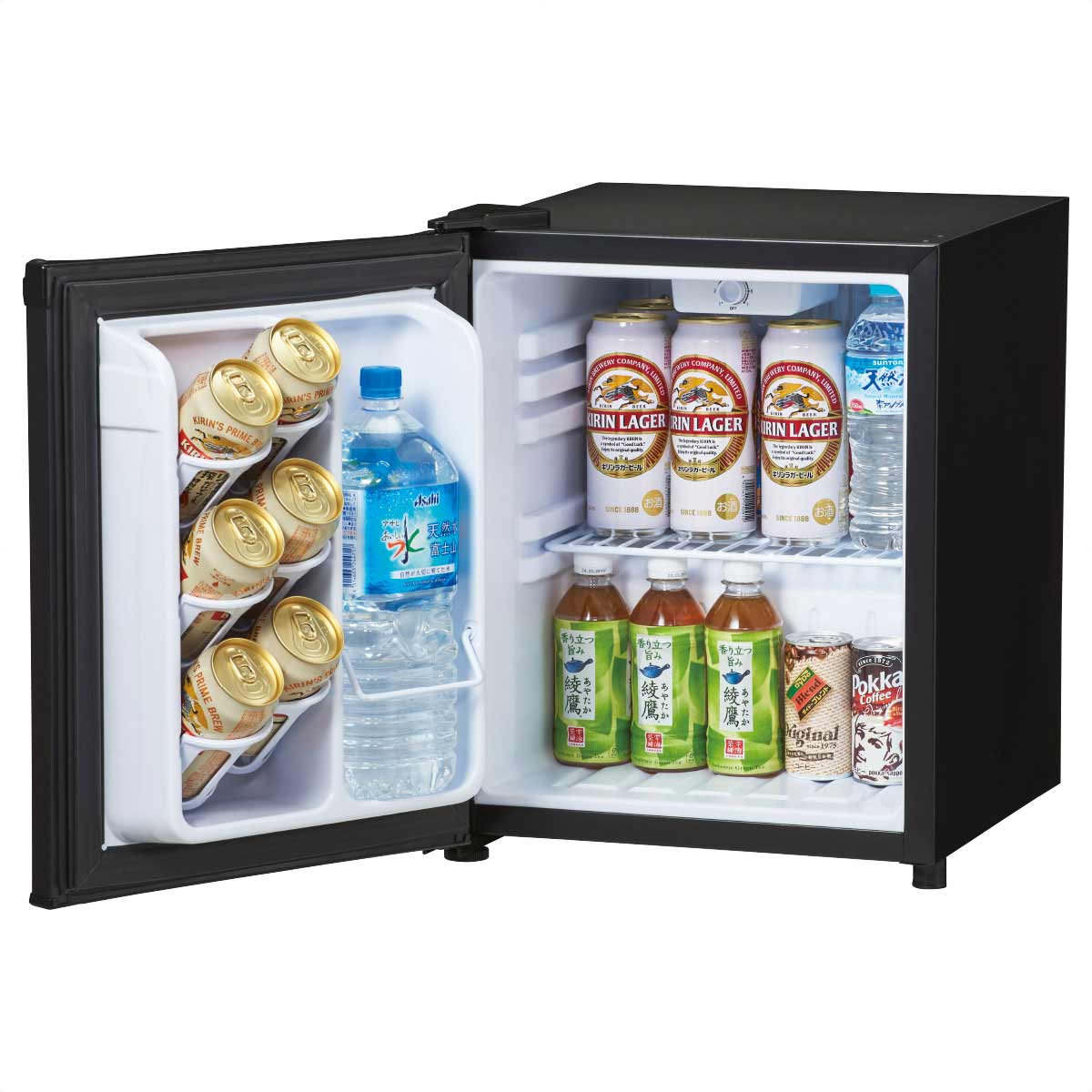 三ツ星貿易 超小型冷蔵庫 24L コンプレッサー式(直冷式) ブラック 左