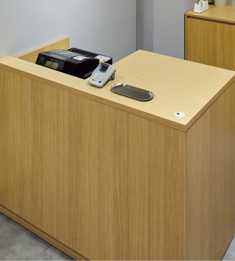 レジカウンター 三方枠タイプ 幅180cm ラスティック柄〔ストエキ