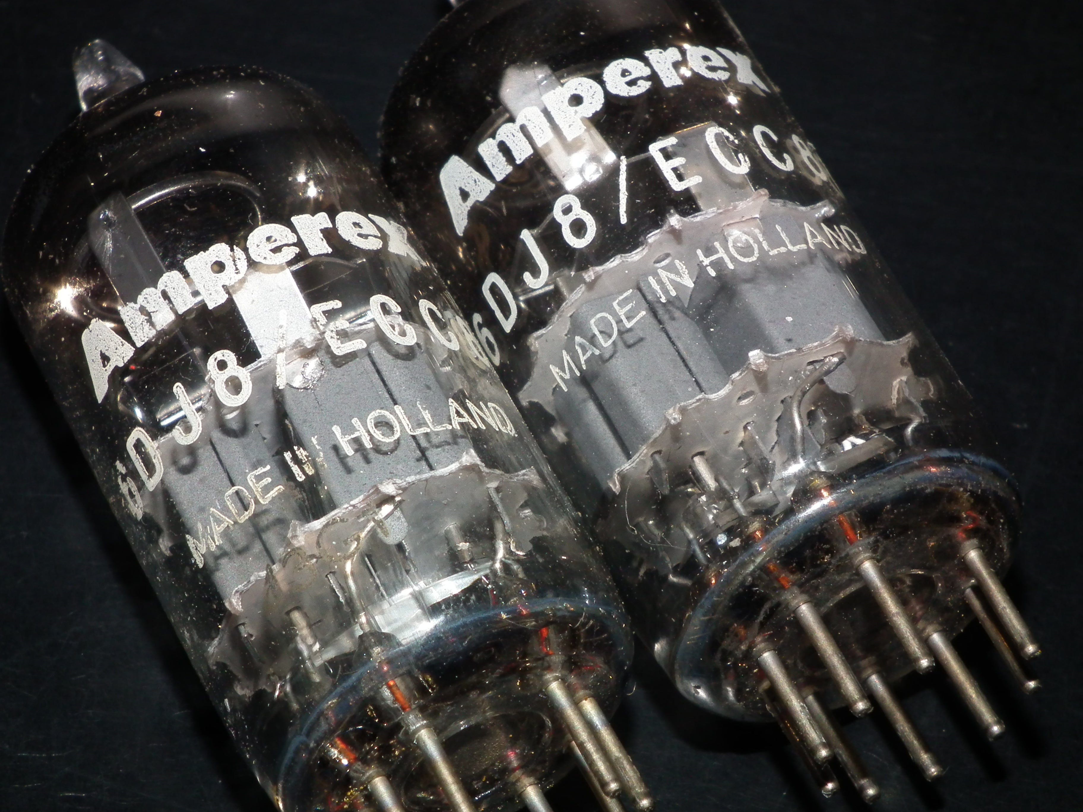 6DJ8 ECC88 Amperex Holland Matched Pair Tested NOS Dual Stage