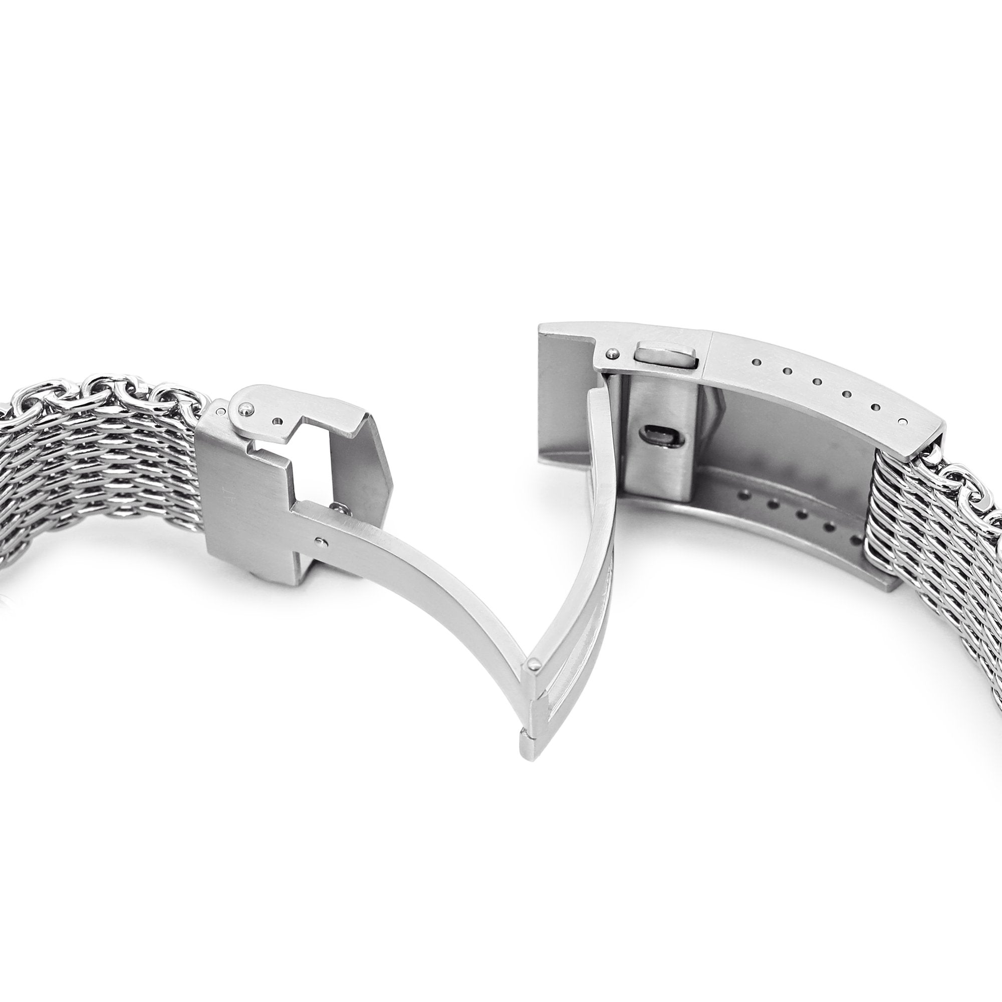 20mm Polished Tapered Winghead SHARK Mesh watch band | Strapcode