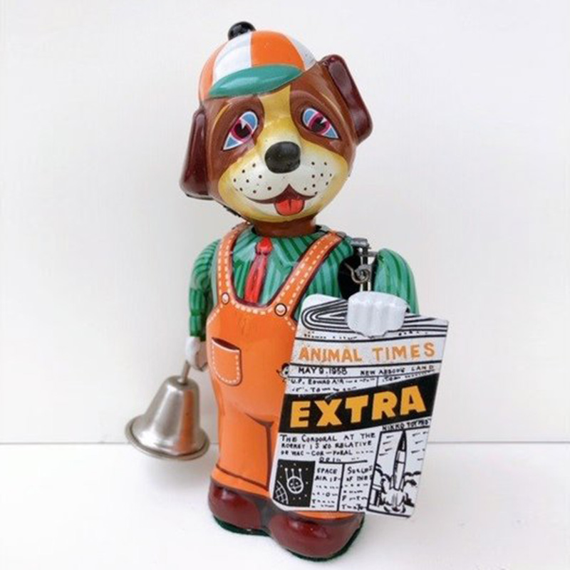 ブリキおもちゃウィンドアップ/ ニュースドッグ/ ゼンマイ式日本製