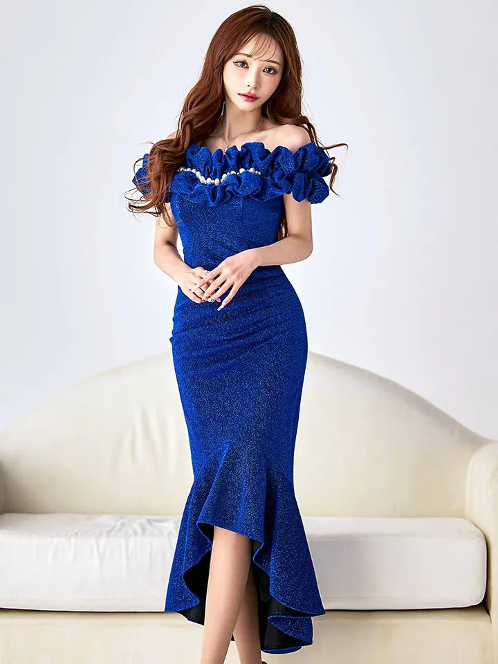 ISA FERRIS/ イサフェリス】【OF05】フリルオフショルダー/ パール