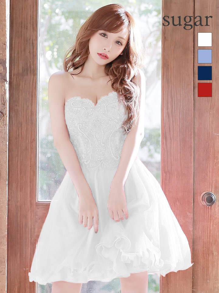 Lip line/リップライン】ベア/ デザイン刺繍/ フレア/ ミニドレス