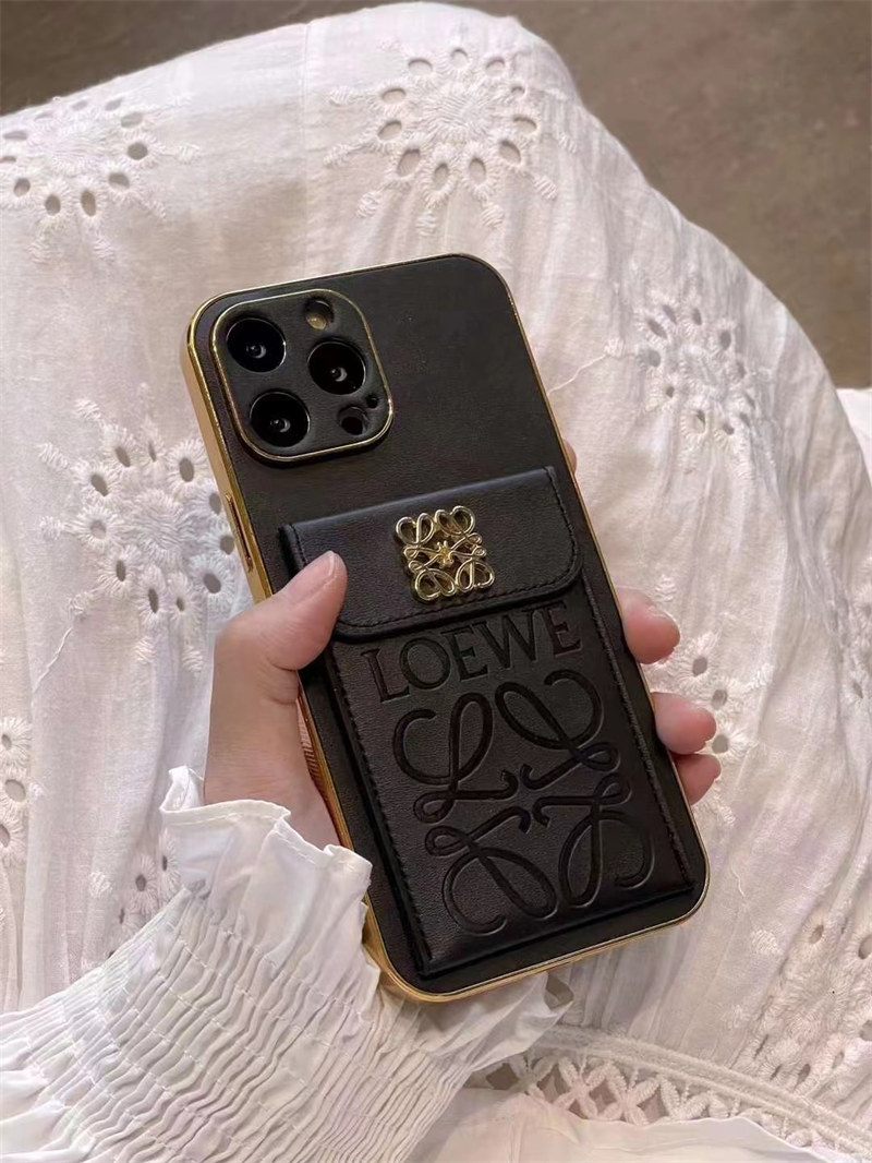 ロエベiphoneケース16/15promax カード 収納 iphone ケース ハイ