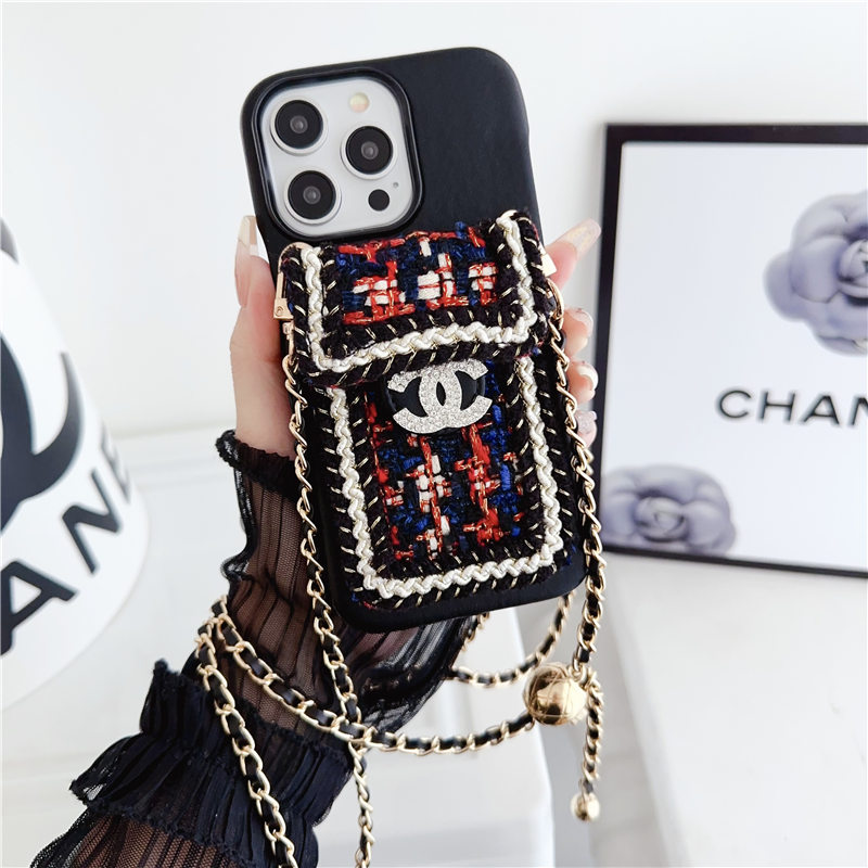 シャネル iphone16 ケース ショルダー chanel ツイード スマホケース15