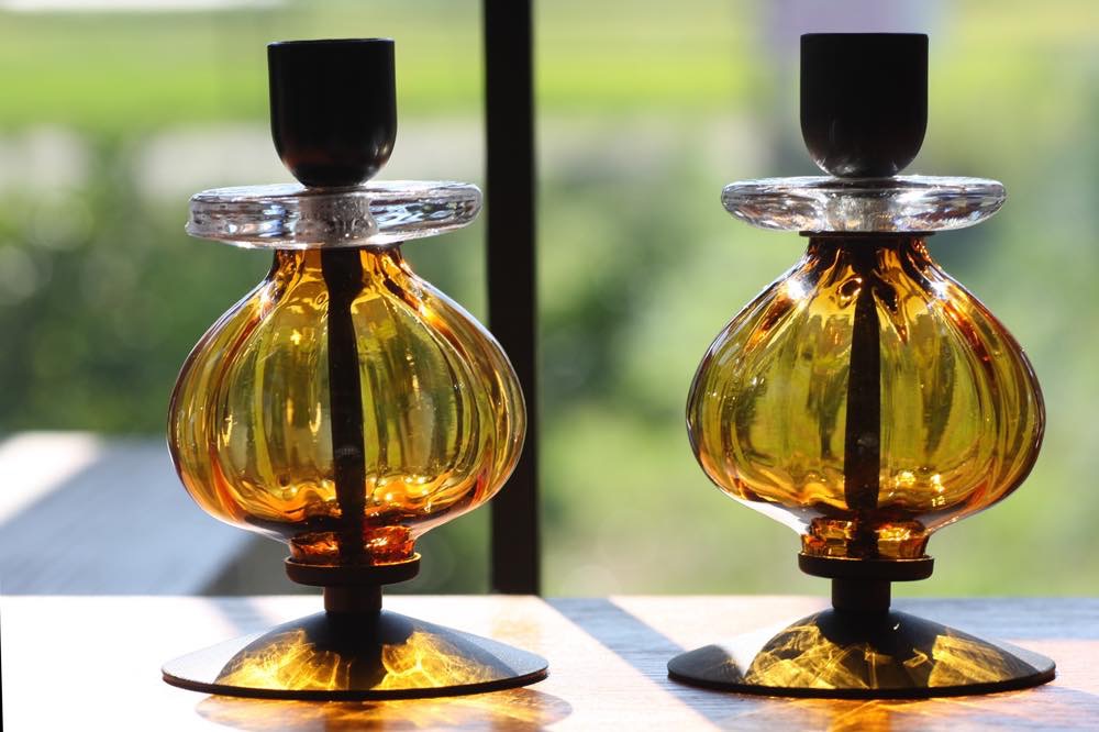 美品】エリックホグラン キャンドルスタンド オニオン型 アンバー 01