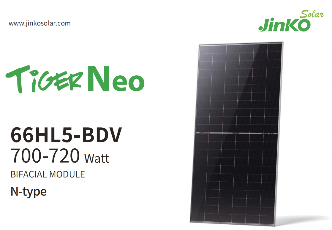 Jinko Tiger Neo N-type Bifacial Solar Module 700W Panel 710W 720W