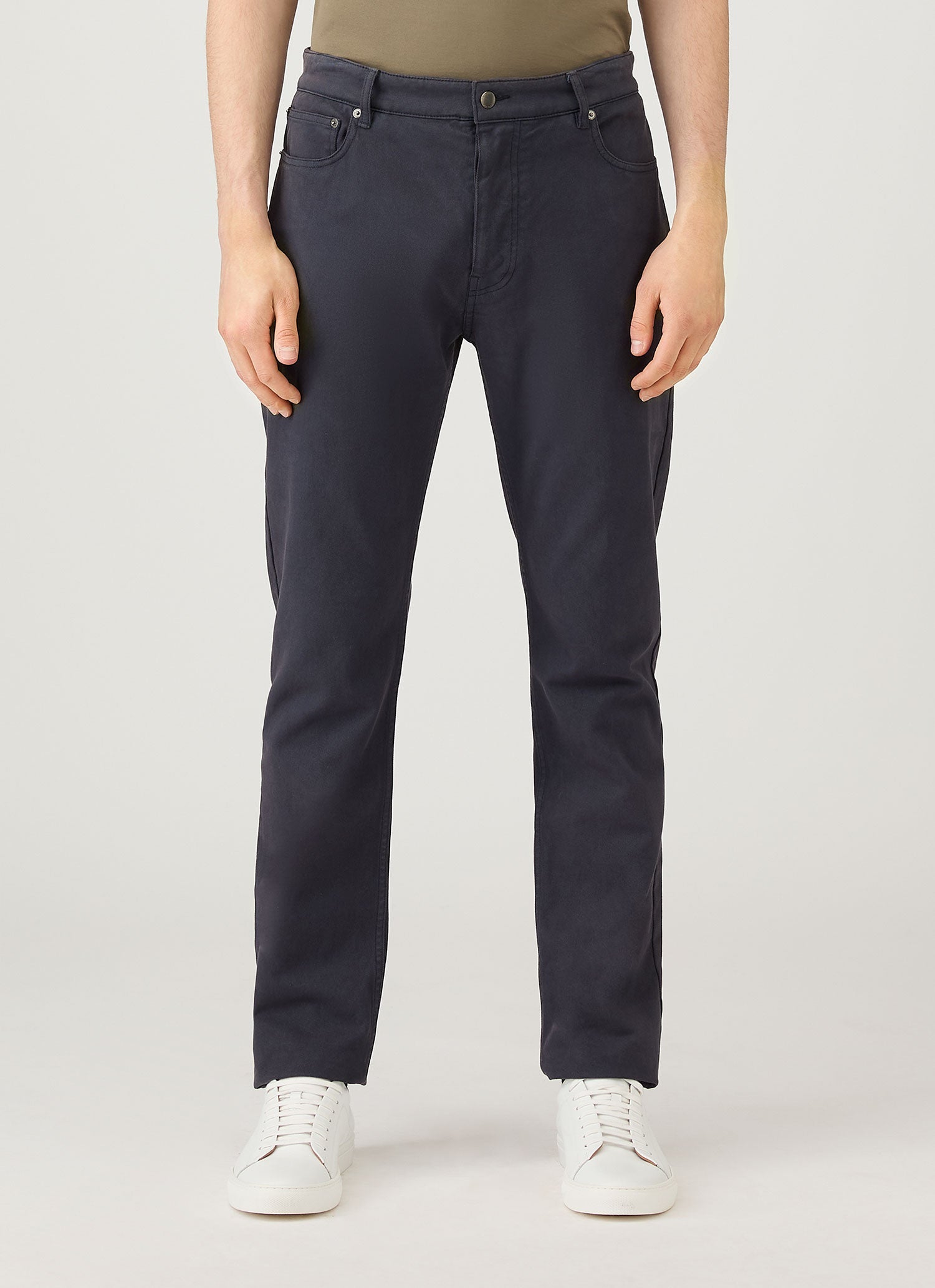 Men's Cotton Drill 5 Pocket Trouser in Navy | Sunspel