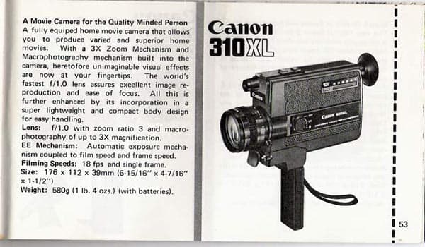Canon 310XL / Super 8 camera / Ideal in low-light conditions
