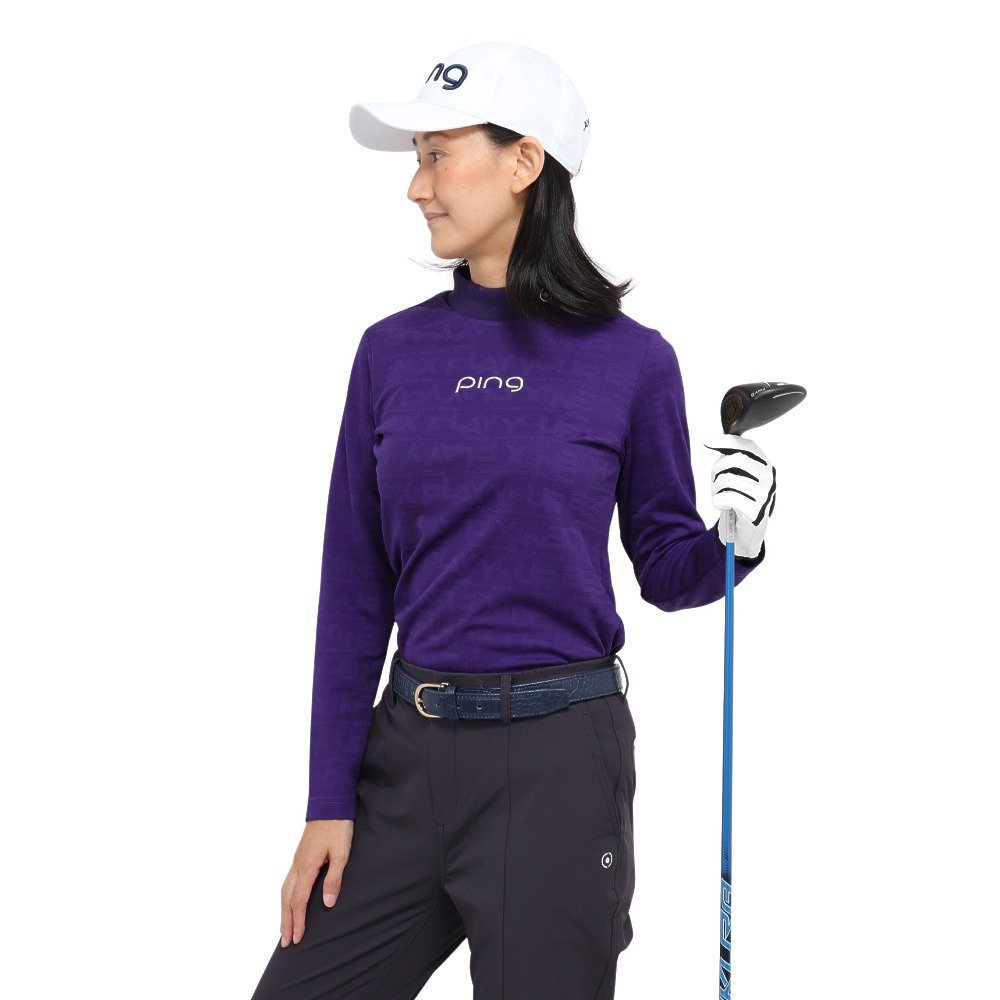 ピン（PING）（レディース）ゴルフウェア モックネック ロゴジャカード