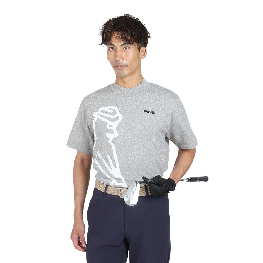 ピン（PING）（メンズ）ゴルフウェア 半袖モックネックニットプル