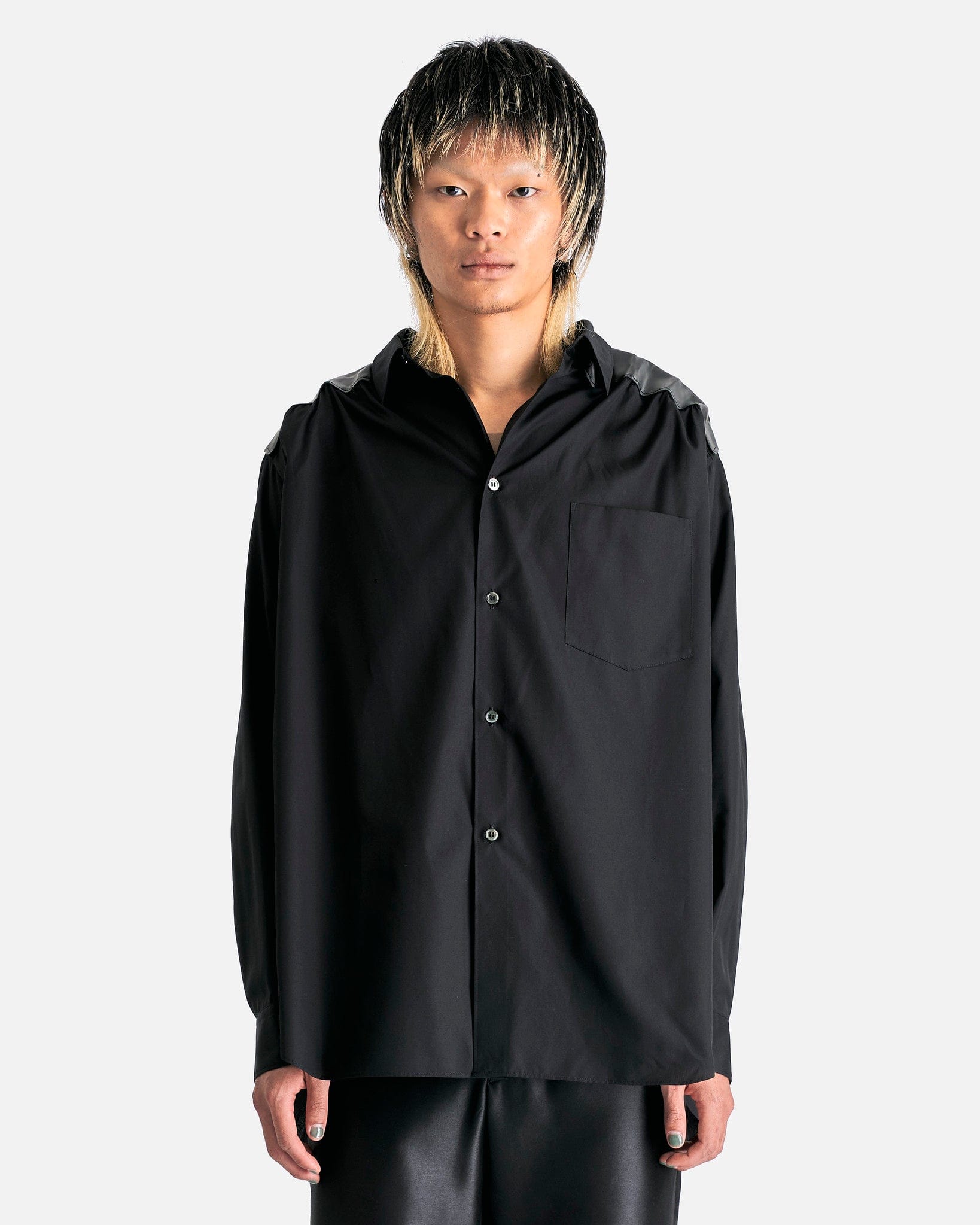 Gathered Panel Shirt in Black – SVRN