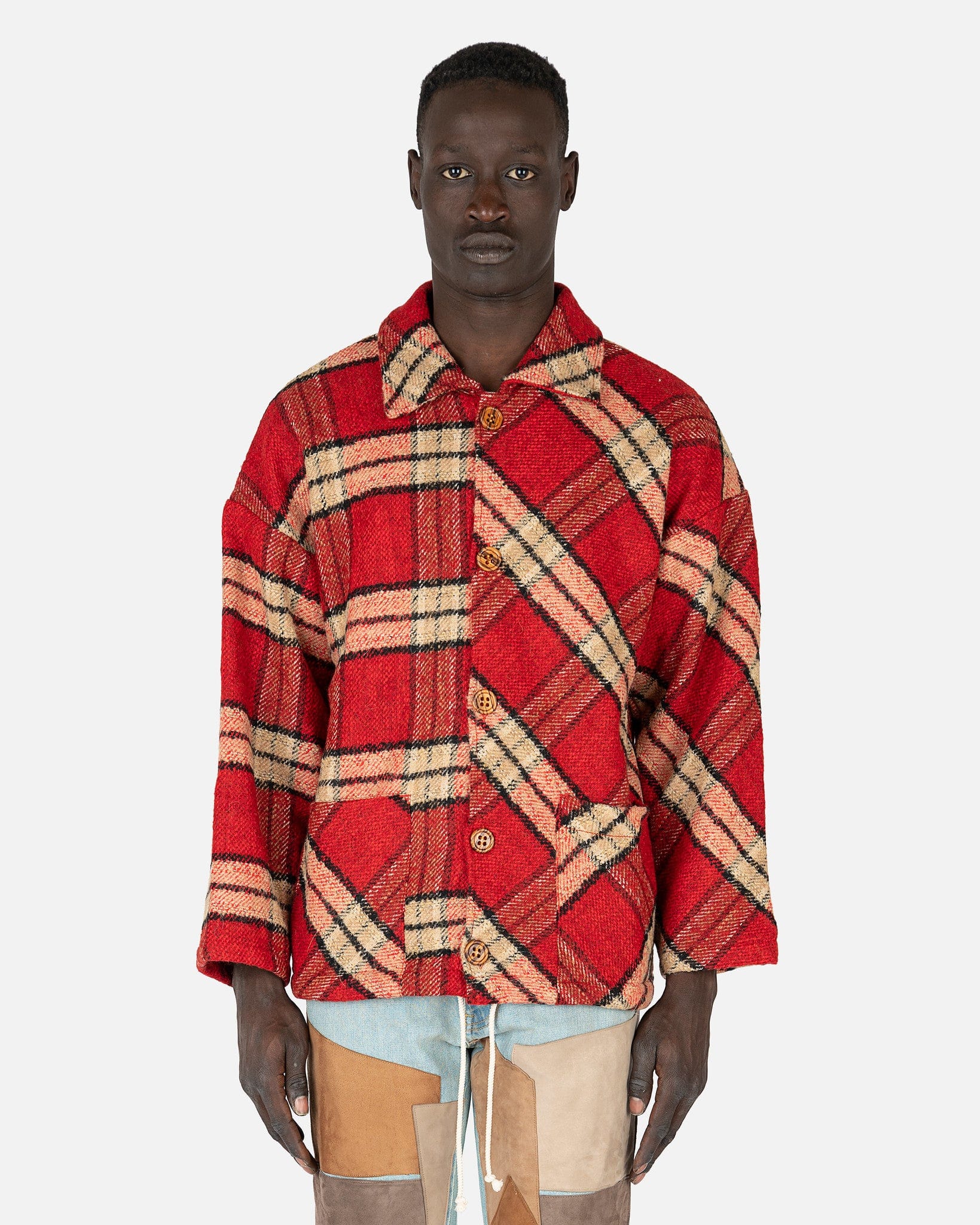 Woven Blanket Coat in Red – SVRN