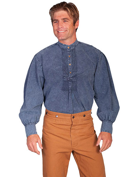 Scully Pleated Front Pullover Old West Shirt – Dark Blue - Men's