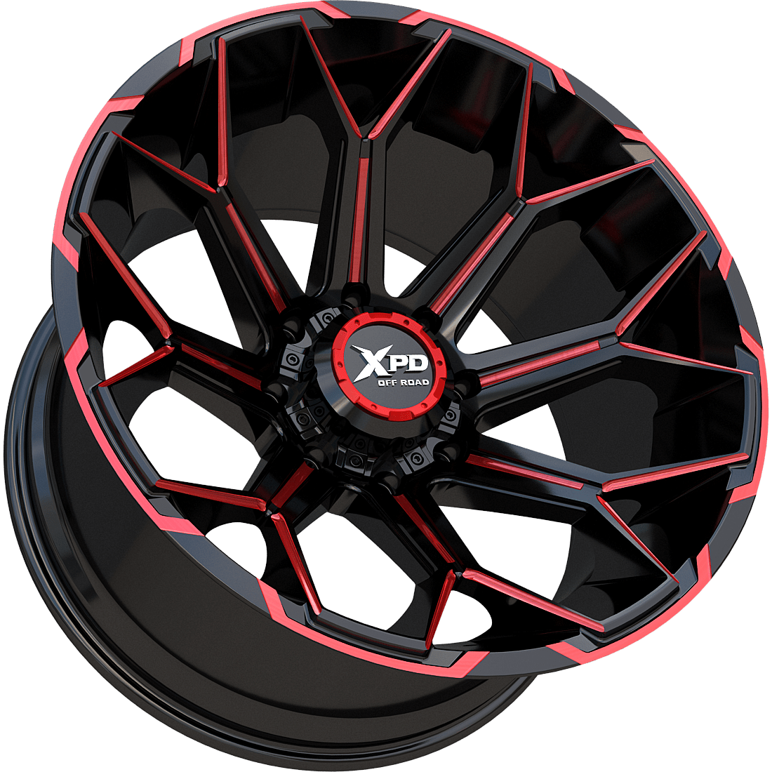 XPD-704 Pakami – Gloss Black Milled Red – SPDLine Wheels