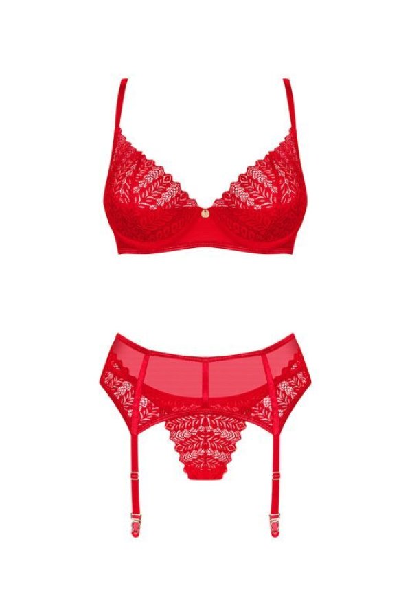 Ingridia 3 pcs set|ワイヤー入りブラ＆ガーターベルト＆タンガ3点