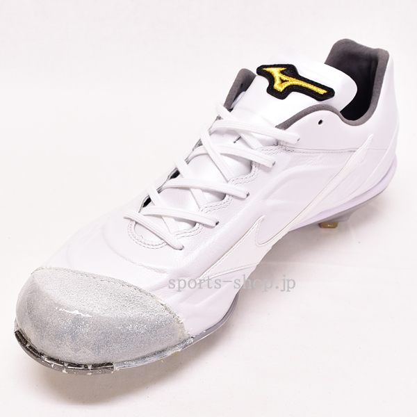 ミズノプロ QS 白 スパイク 縫いP革 コバ金 加工 P革 Pカバー 縫い