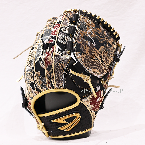 D-Quest いなせグラブ 軟式用 西陣織 和柄 着物 グラブ ブラック