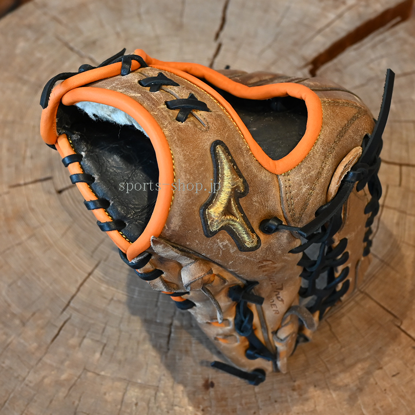 ミズノプロ オーダー 硬式用 グラブ AXI型 オレンジ ヘリ革 革紐