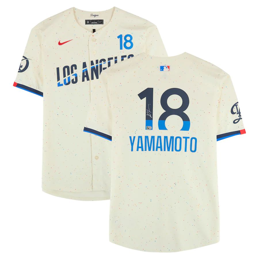 山本由伸投手＃18 YOSHINOBU YAMAMOTO LA Dodgers直筆サインNIKE