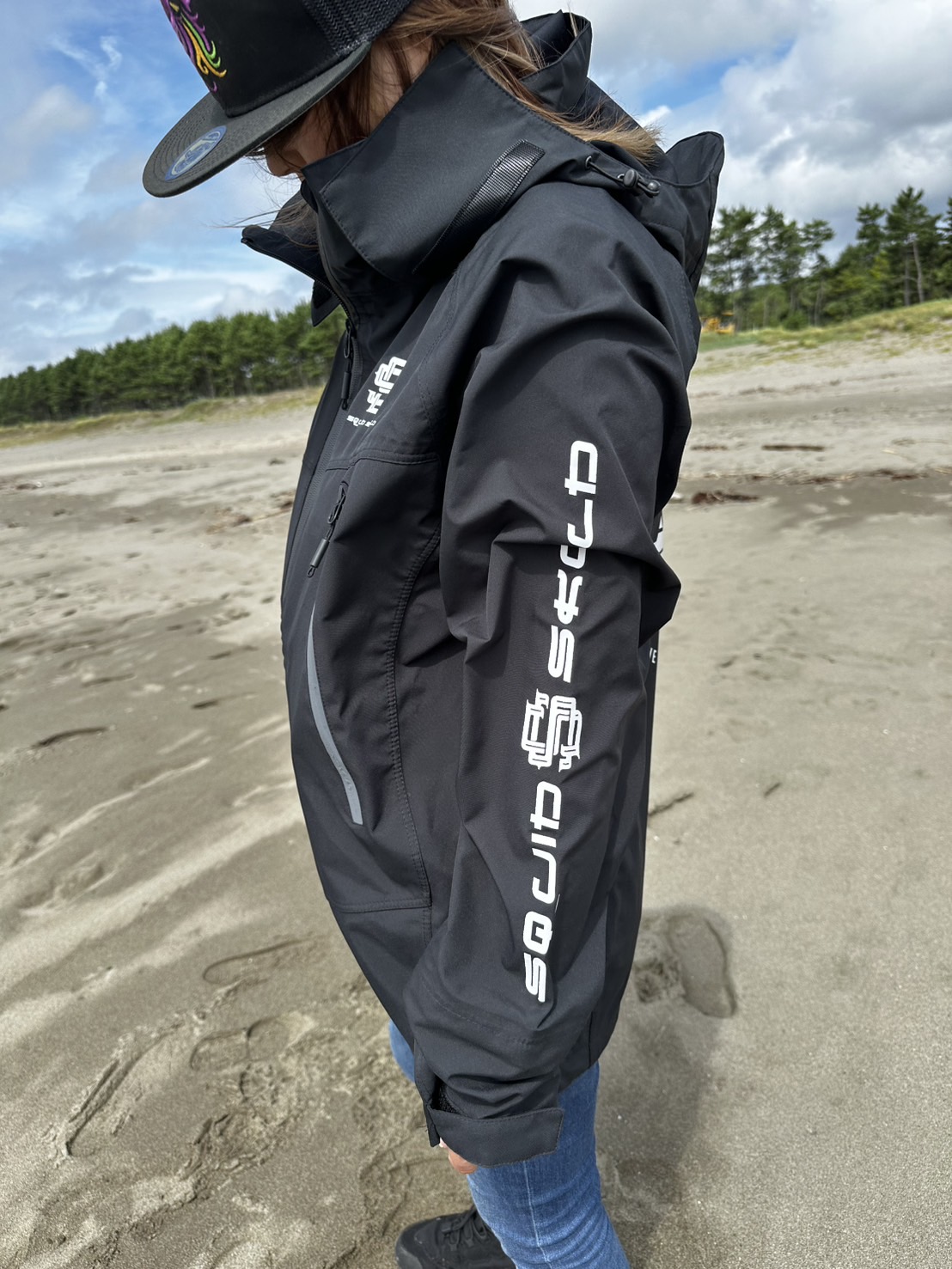 限定 レインジャケット (BLACK×ホワイト) - エギングショップ SQUID MANIA