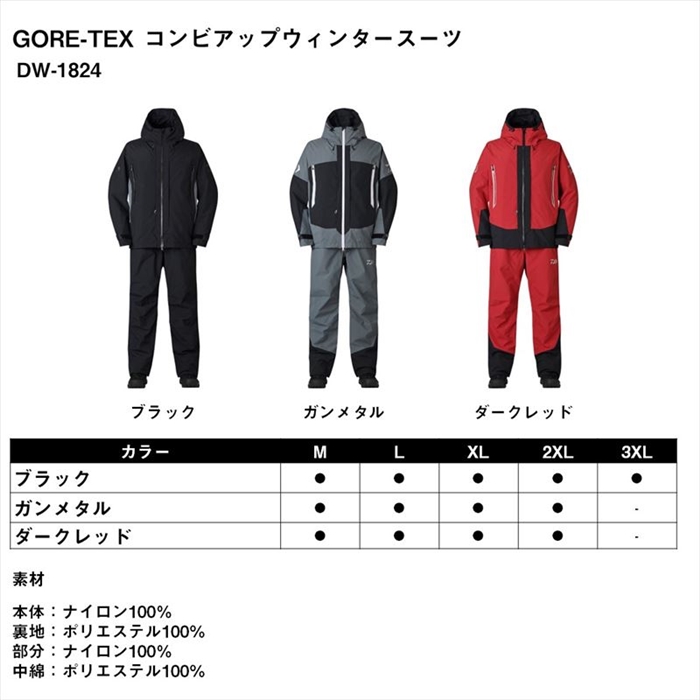 ダイワ DW-1824 GORE-TEX コンビアップウィンタースーツ M ブラック