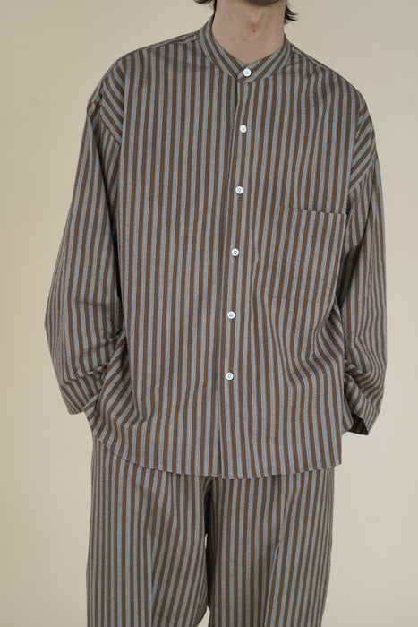 CRISTASEYA PYJAMA SHIRT in BROWN STRIPES – PORT