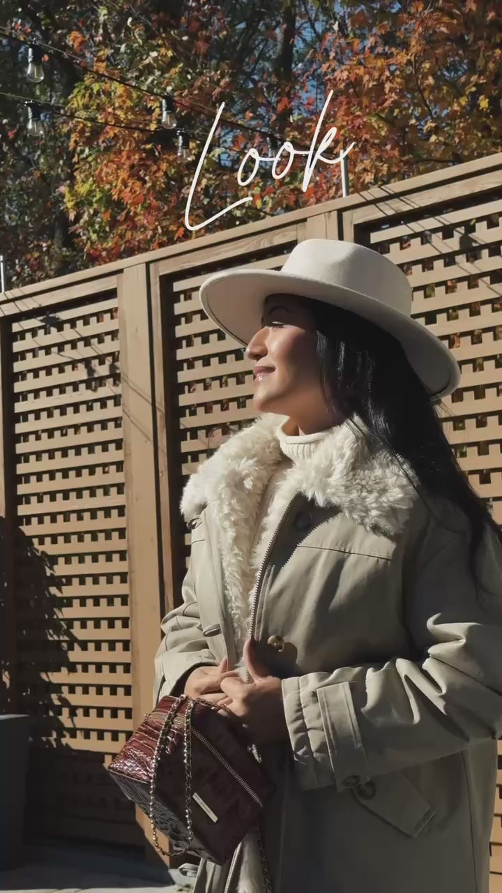 Petite Studio's Candice Faux Fur Parka Coat in Sand - Petite