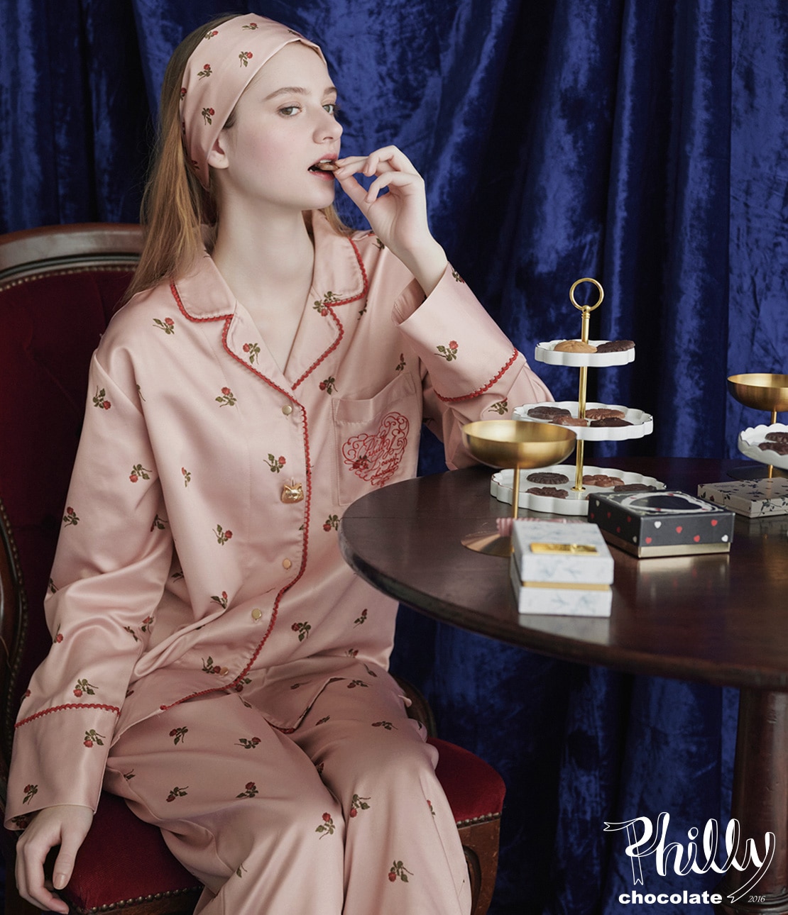 肌側起毛プリントサテンシャツパジャマ(ワンサイズ ピンク): PEACH