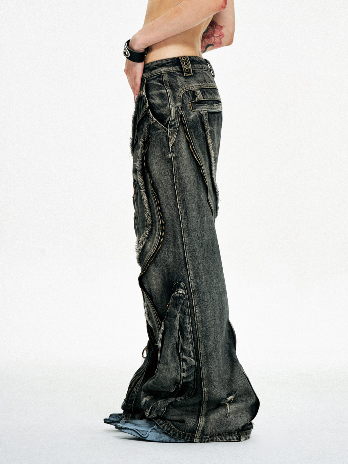 Personsoul Dirty Ripped Denim Baggy Jeans - personsoul