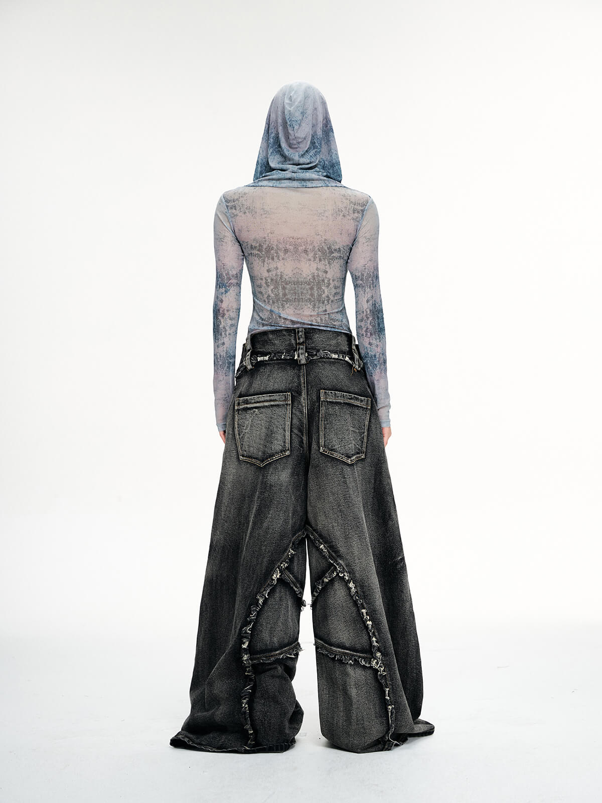 Personsoul Folded Structure Baggy Jeans - personsoul
