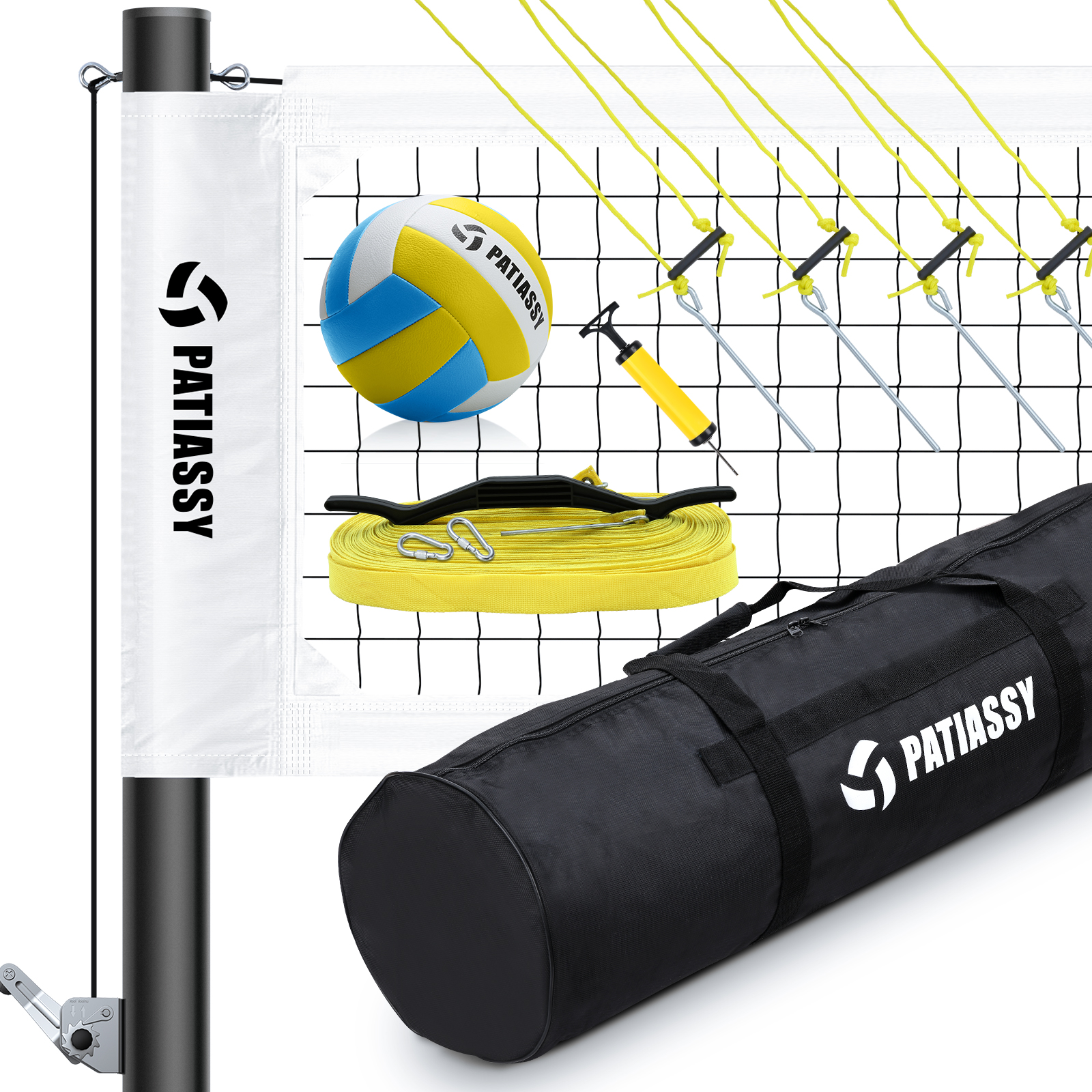 Patiassy Portable Professional Outdoor Volleyball Net Set with