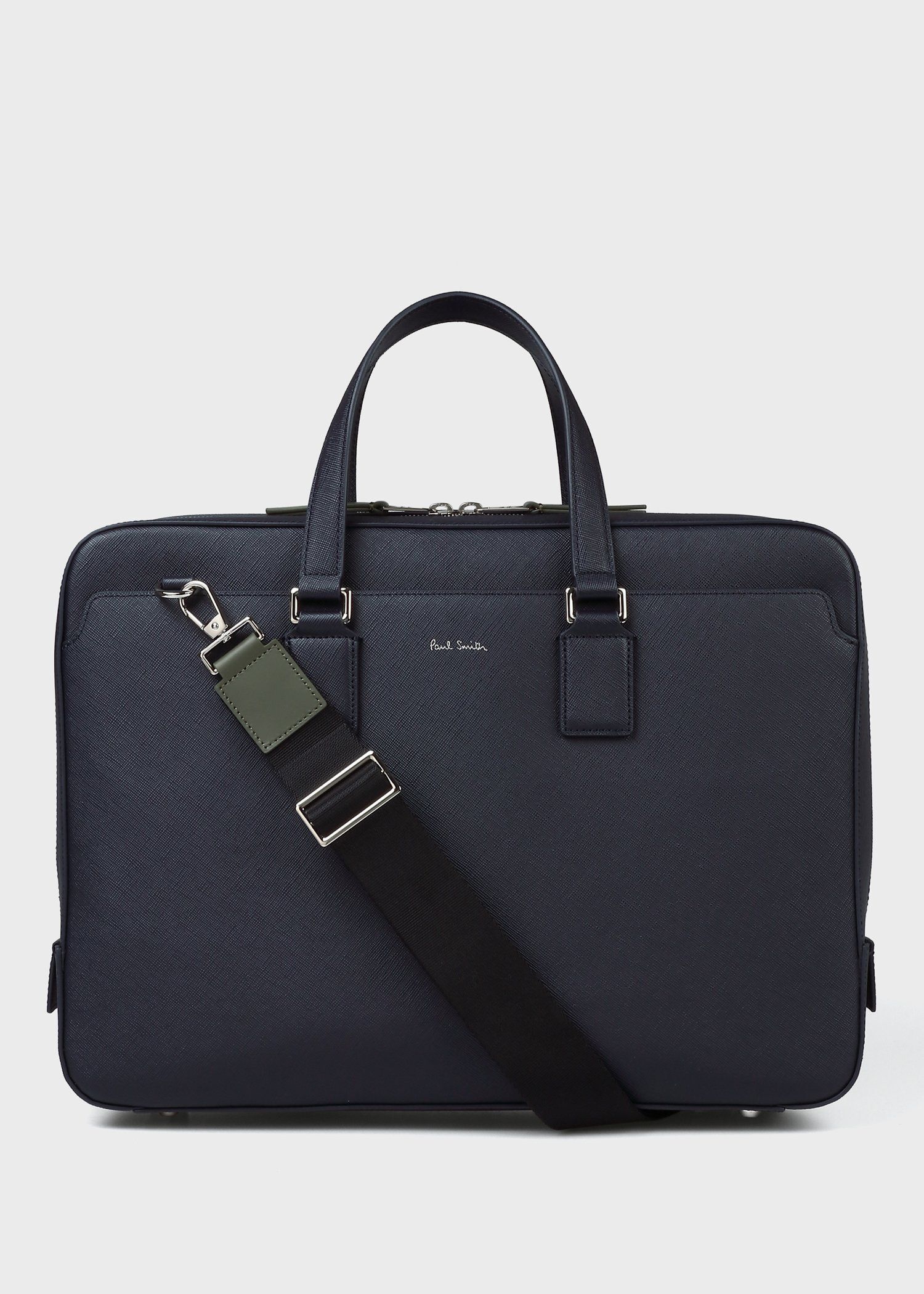 シグネチャーストライププラー ブリーフケース（ネイビー） ｜ポール
