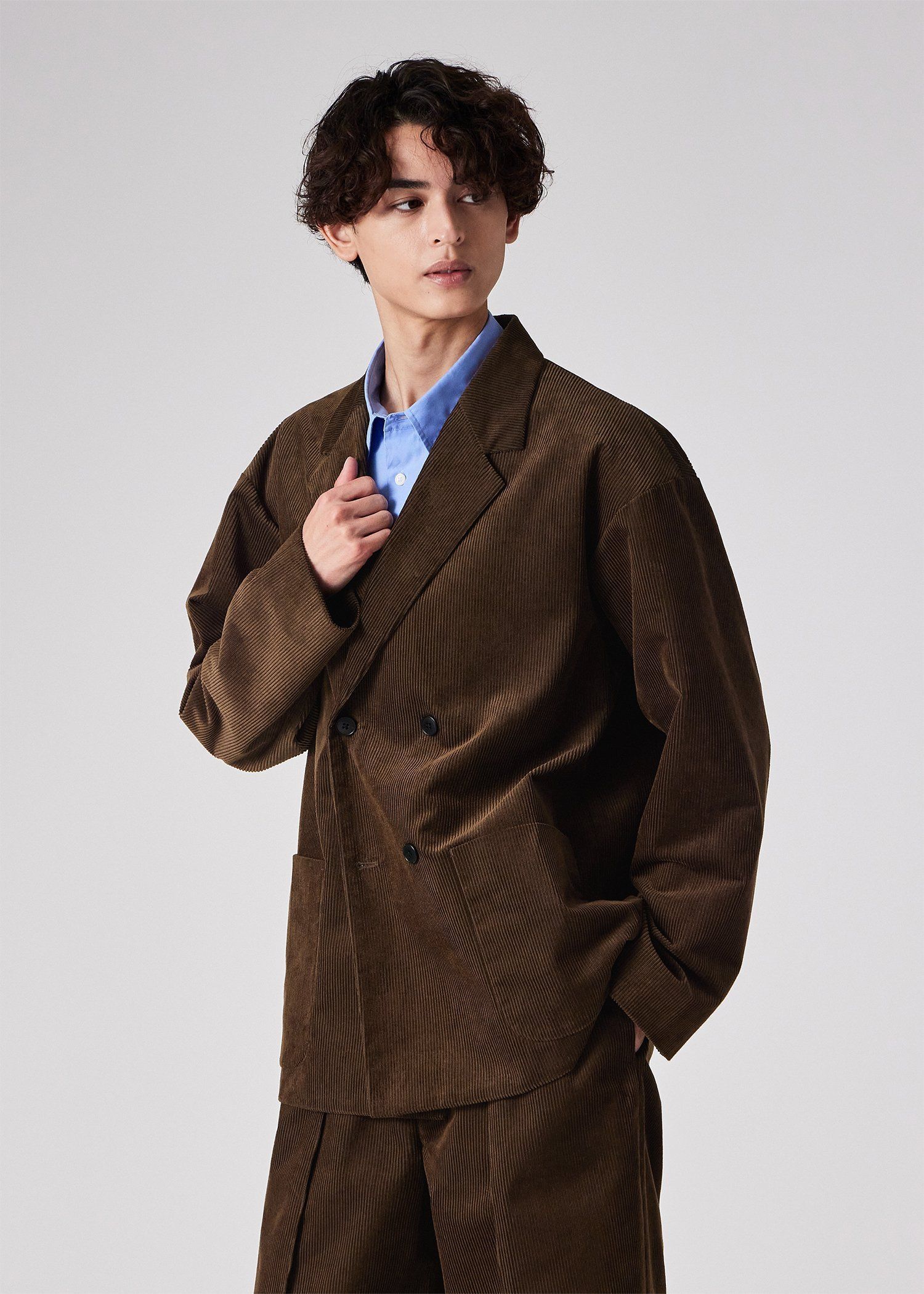 コーデュロイ ダブルブレスト ジャケット（ブルー） ｜ポール・スミス