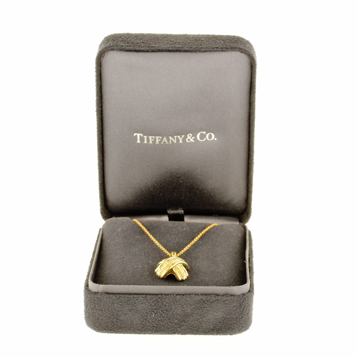 Tiffany & Co. Gold Signature X with Diamonds Pendant Necklace