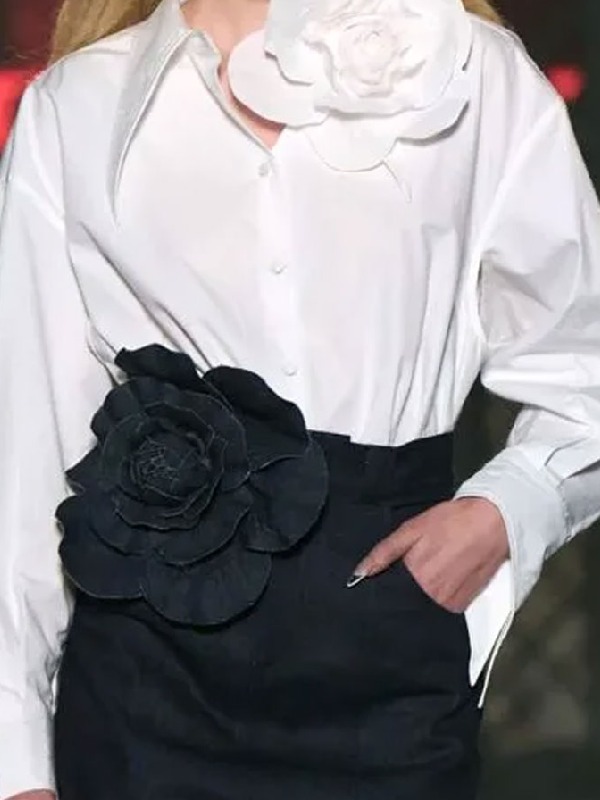 Emily in Paris S4 Camille White Flower Shirt - Paragon Jackets