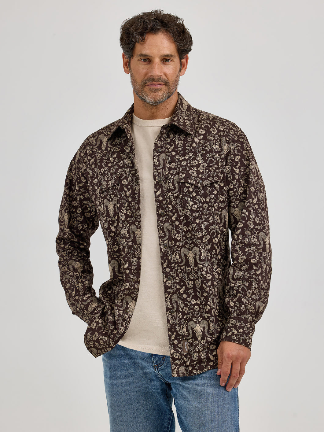 Wrangler Men's Retro Premium Brown Floral/Western Print Western