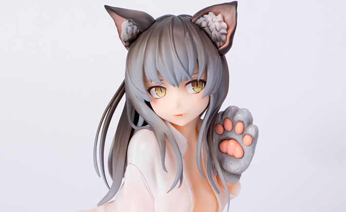 シャツから見え隠れする肌は破壊力抜群。こーやふ氏描き下ろしの猫娘