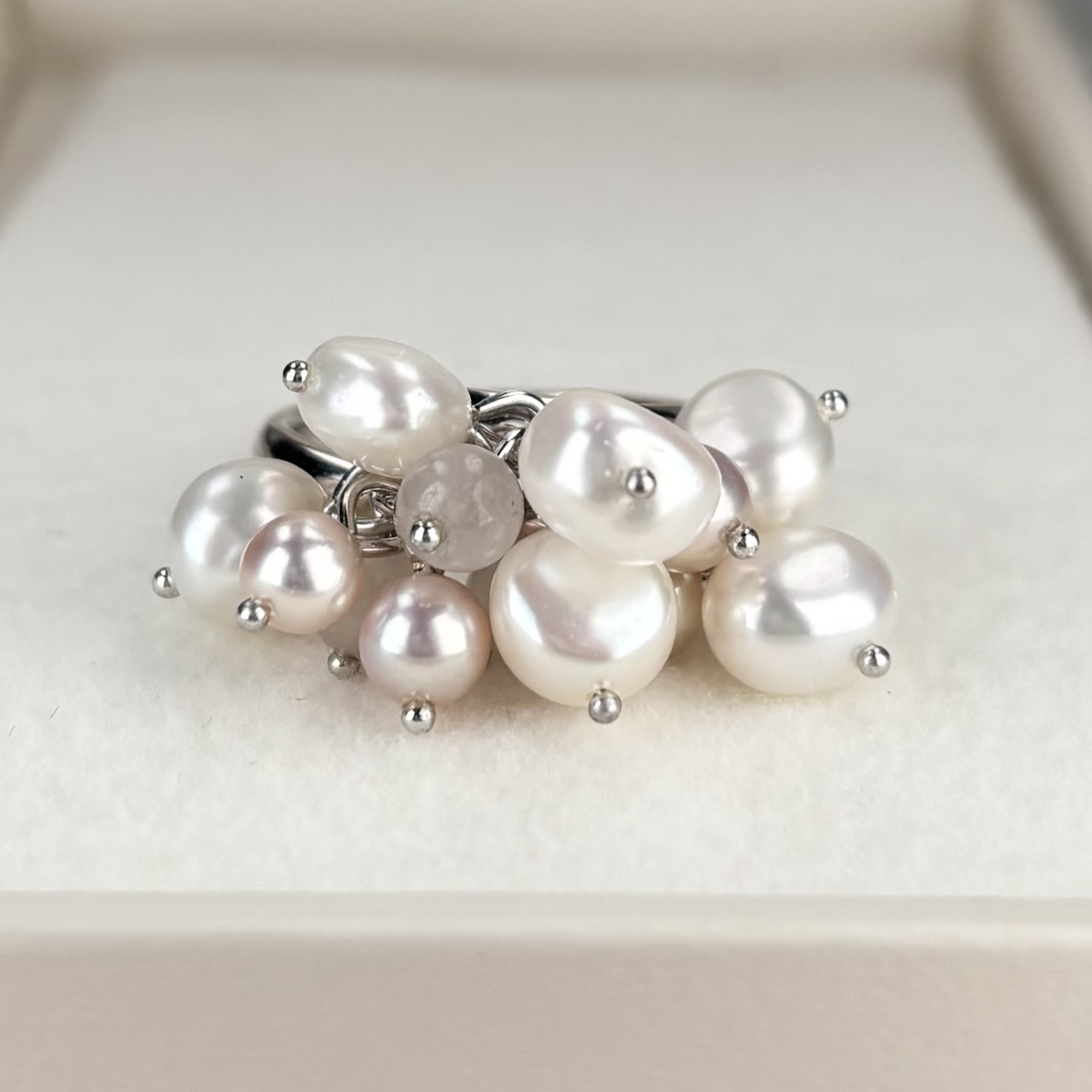 淡水真珠 パールリング 4-5mm 6-8mm ホワイト ピンク フラット型