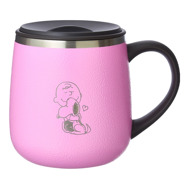 スヌーピー PEANUTS 蓋つきステンレスマグ SHORT ピンク(ピンク): 通常