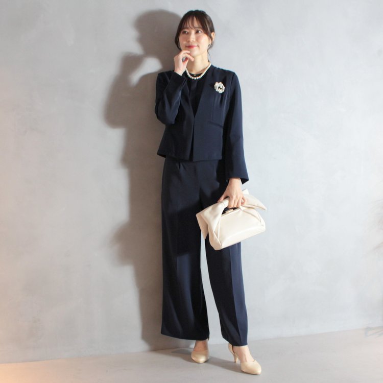セレモニースーツ フォーマルスーツ タックプリーツフレアパンツスーツ