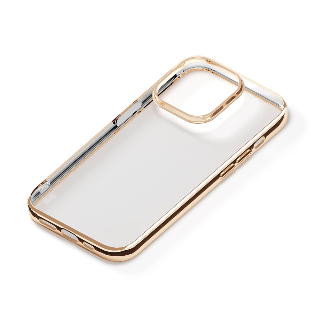 iPhone 14 Pro用 メタリックフレーム クリアケース [ゴールド]｜株式