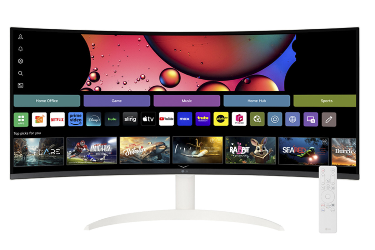 LG、PCレスでネット動画視聴できる超ワイド湾曲モニター「34SR63QA-W