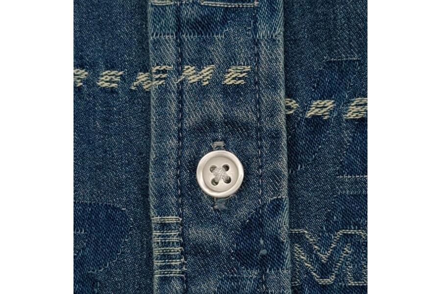 シュプリーム デニムシャツ ブルー サイズ L 19AW dimensions logo