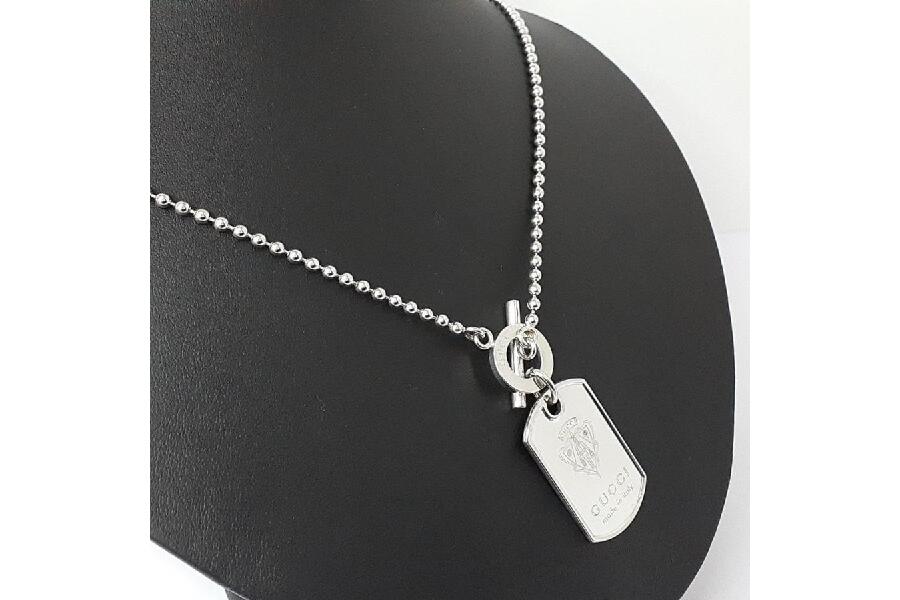 グッチ ネックレス シルバー925 GUCCI ドッグタグ 50cm SILVER925 新品