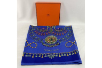 J681 美品 エルメス シルク100% スカーフ ブルー レディース シルク スカーフ 大判 正方形 90 日本製 シルク100% レディース 手綱