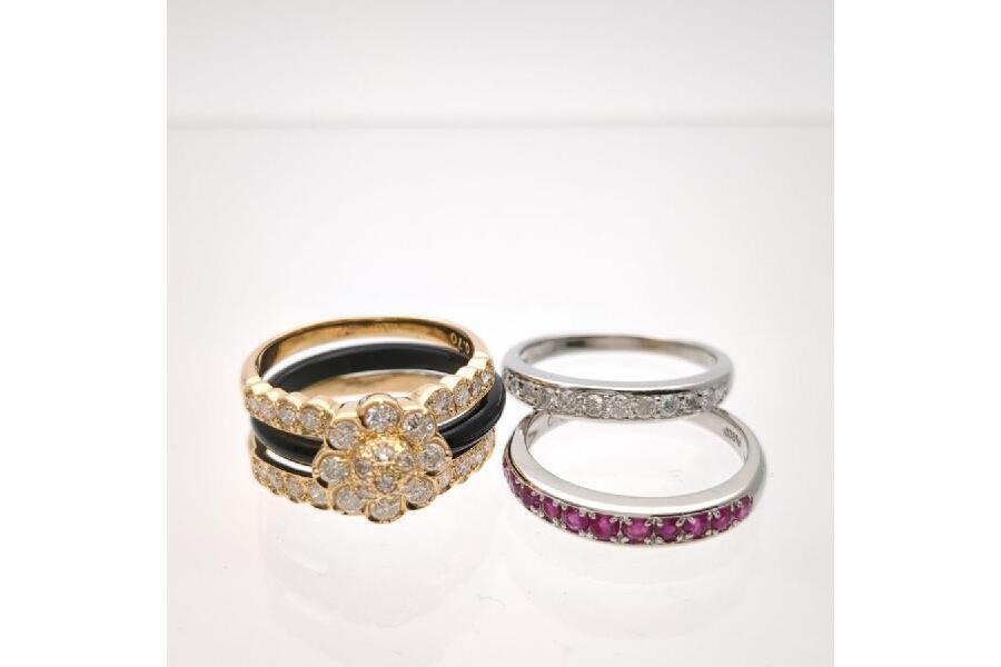 リング ダイヤ ルビー オニキス コンビネーション 着せ替え K18 Pt900