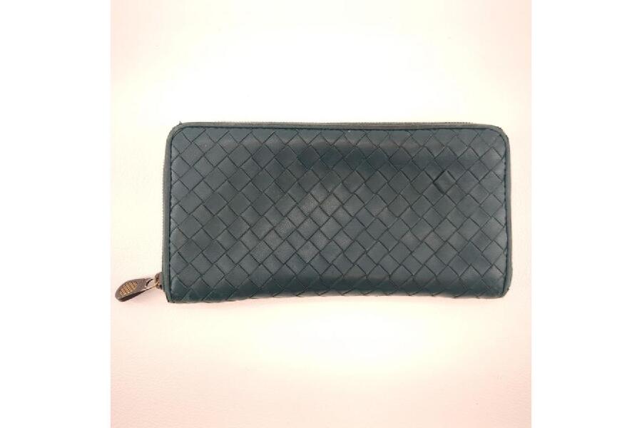 ボッテガヴェネタ 長財布 イントレチャート ブルー BOTTEGA VENETA